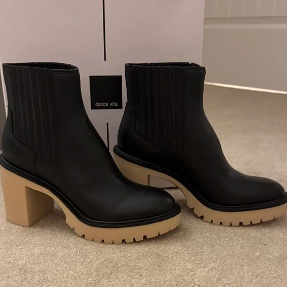 Dolce Vita Black and Tan Ankle Booties - Picture 2 of 3